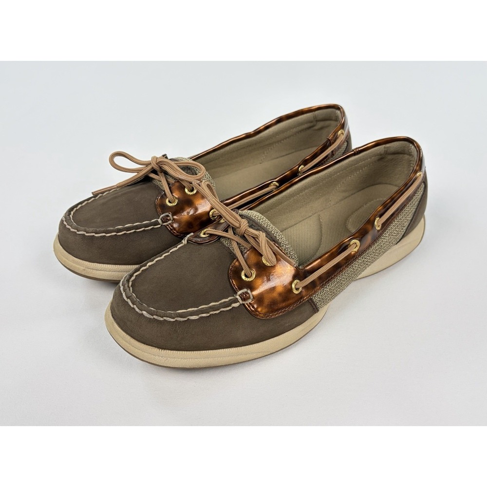 Sperry Top Sider Women's Size 11M Brown Leather Tortoiseshell Boat Shoes Comfort